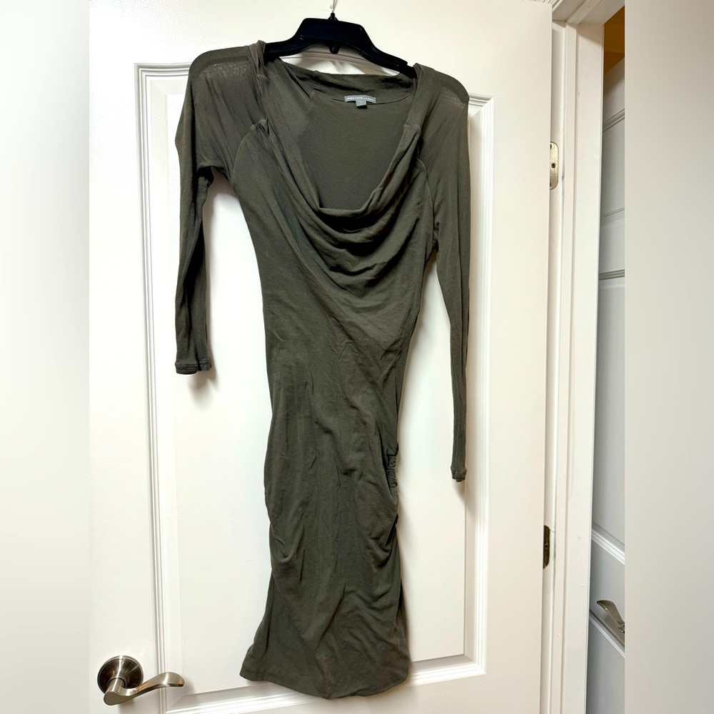 James Perse Asymmetric, shoulder midi stretch dress
